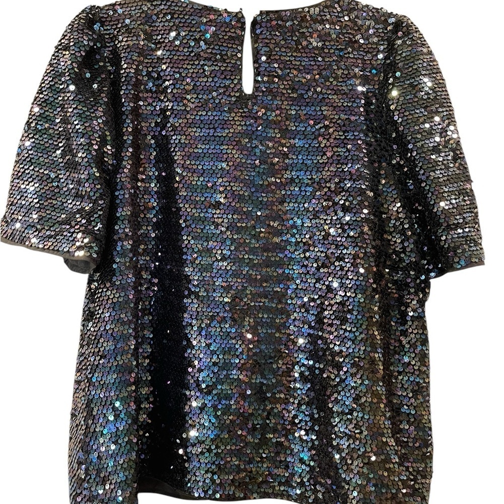 Cece Women’s Iridescent Sequin Mesh Dressy Blouse Top Shirt Dressy Party Size XL - Picture 2 of 7